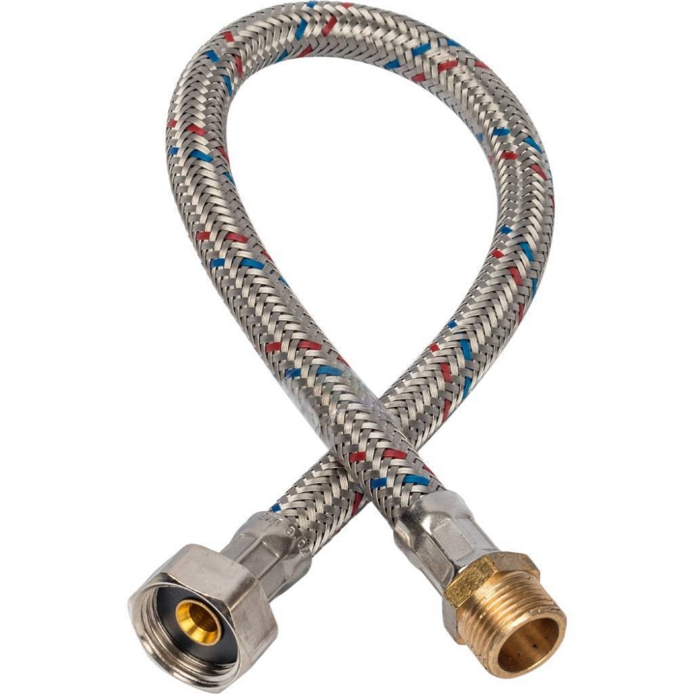 Гибкая подводка для воды шайба-гайка НР 3/8 х ВР 1/2, длина 400 мм STOUT