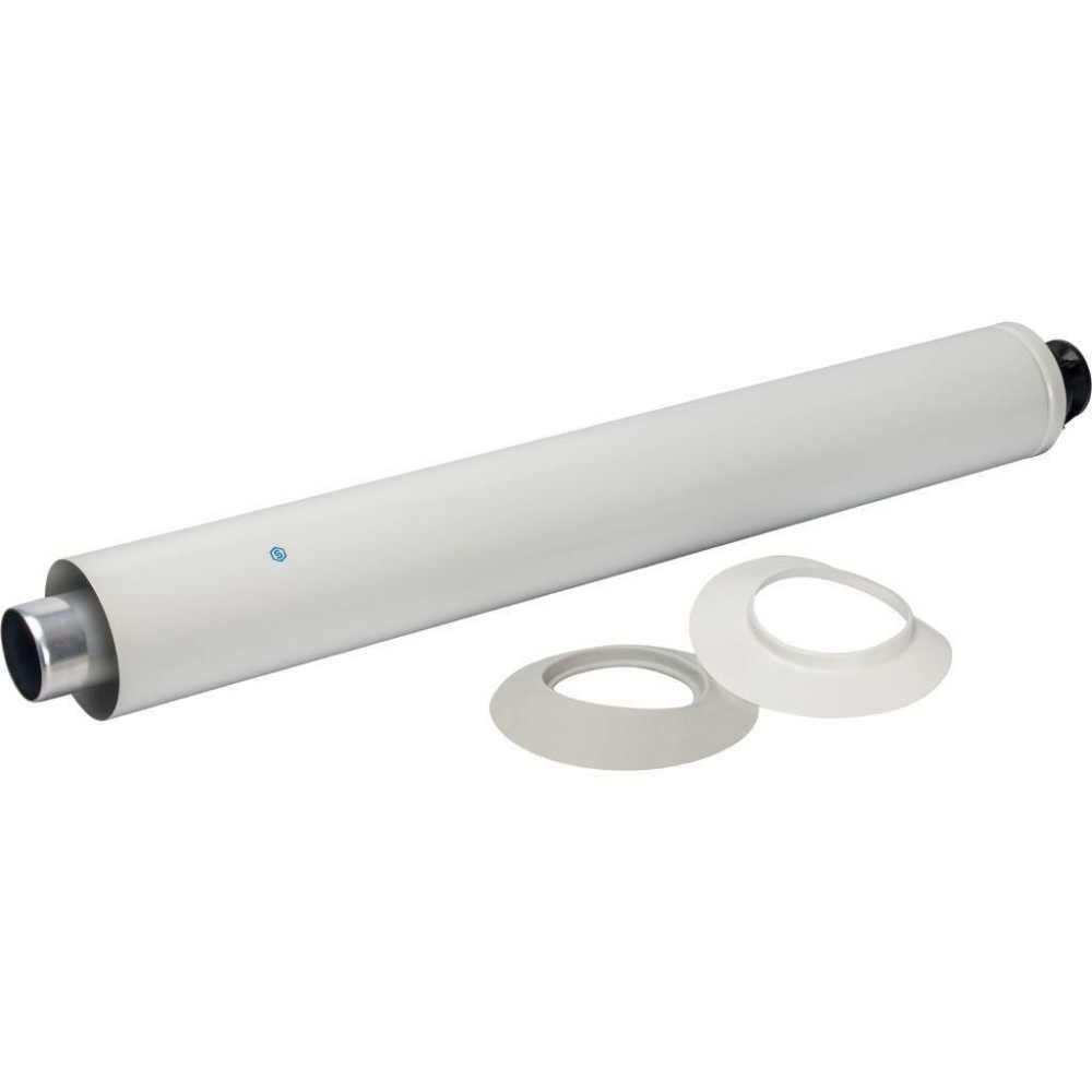 Конечный участок Ду-60/100 830мм дымохода для гориз. прохода через стену с оголовком из пласт. STOUT